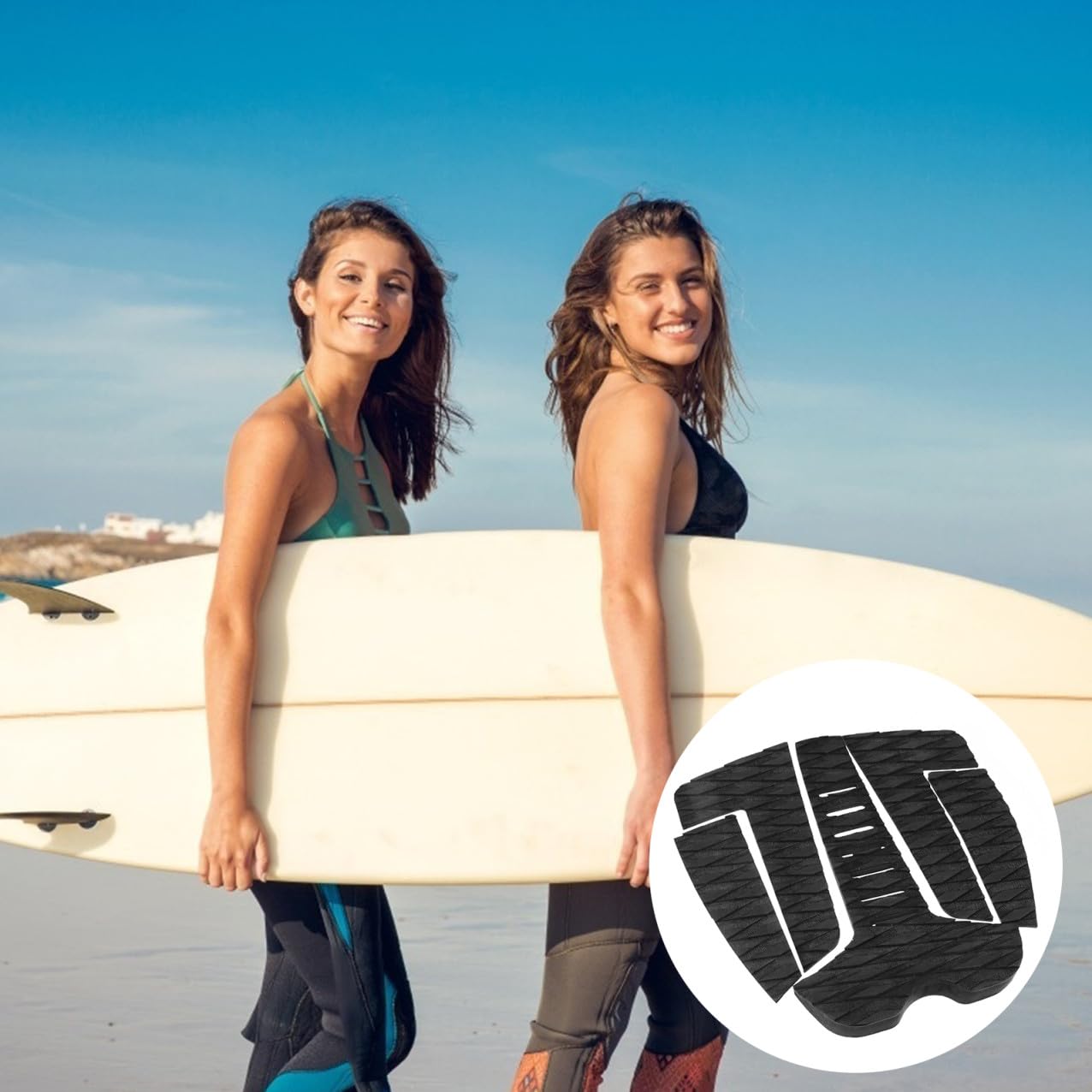 KOMBIUDA Juego De 5 Almohadillas De Eva Antideslizantes para Tabla De Surf Resistentes (Negras)