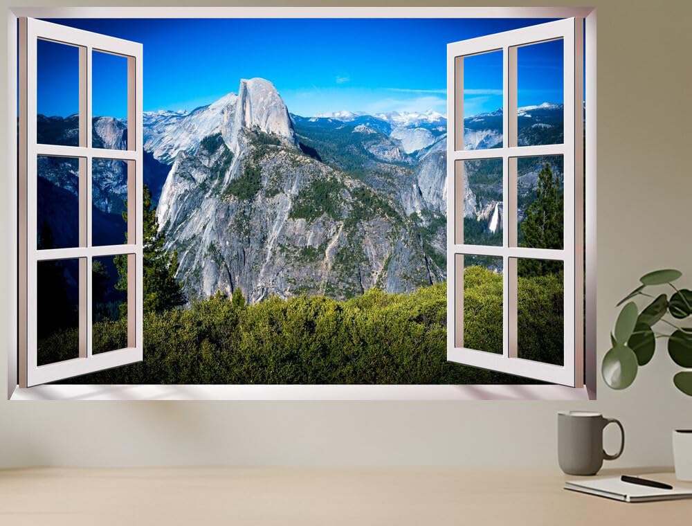 JVERF - JZZC34091 Alpine Cold Forest Glacier Point| Self-Adhesive Open Window Wall Sticker