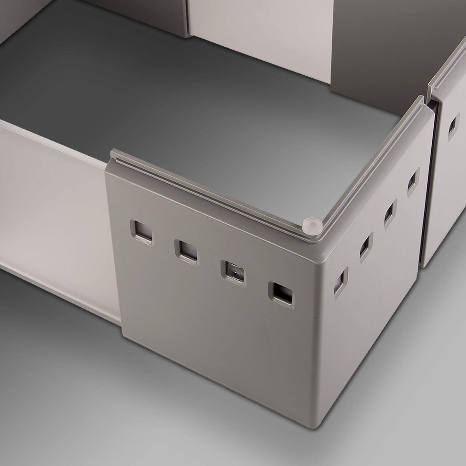 Set da 2 x SO-Tech® CuisioFlex Divisori Separatori per Cassetti Grigio Alluminio/Bianco Traslucido