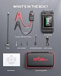 FLYLINKTECH Démarreur de saut de batterie de voiture Air Compresseur 150PSI, 6000A 20000mAh, Tous les gaz/10.0L diesel, coffre-fort avec affichage, 160W DC Dehors, lumière d'urgence