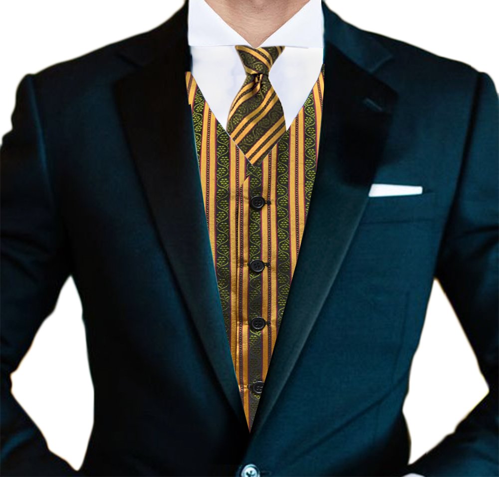 Gilet Panciotto per Cerimonia in e Seta a Righe Made Italy Taglia Uomo