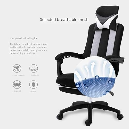Miniatura 3 de Computer Chair Home Study Room Bedroom Lifting Rotating Reclining Office Chair Comfortable Sedentary Breathable Fabric(White-Dinosaur Doodle4)