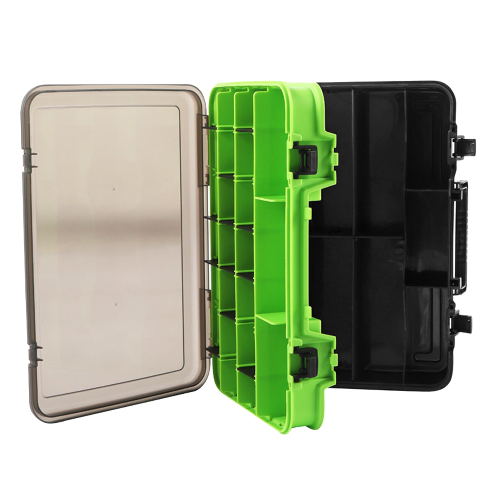 Caja de aparejos con múltiples compartimentos, doble capa, señuelos de pesca, cebos, gancho, caja de almacenamiento de accesorios de pesca, organizadores de equipo