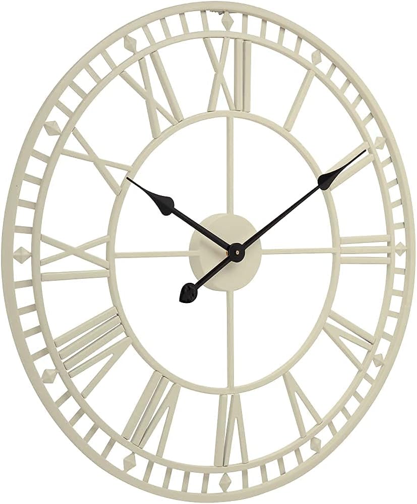 Outdoor Garden Wall Clock Large Weatherproof with Roman Numerals, Diameter 60.3 X H4 Cm