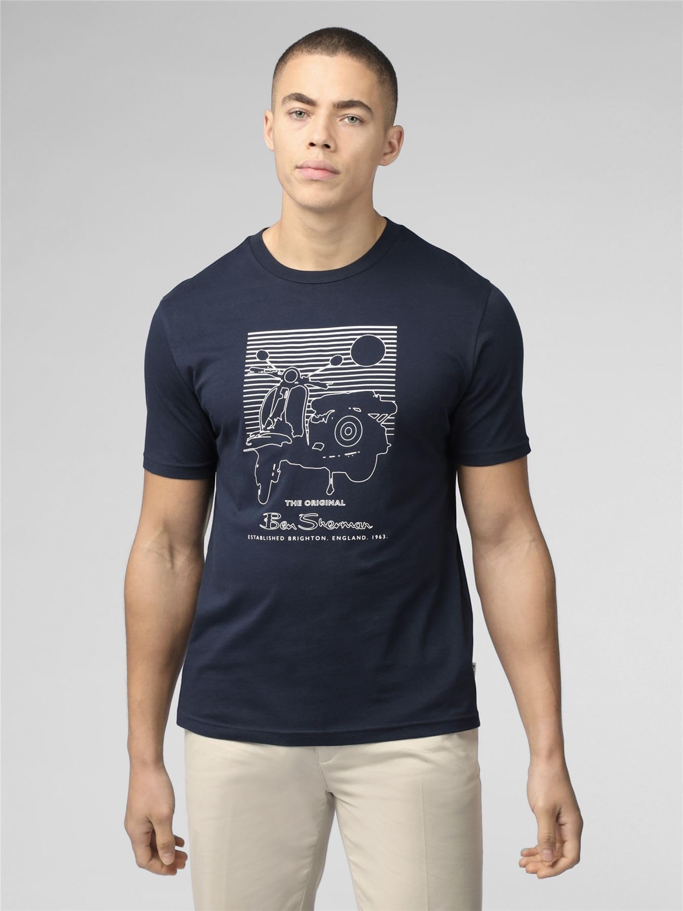 Ben Sherman Camiseta de verano de manga corta para hombre 76132 en azul marino, 2XL-5XL