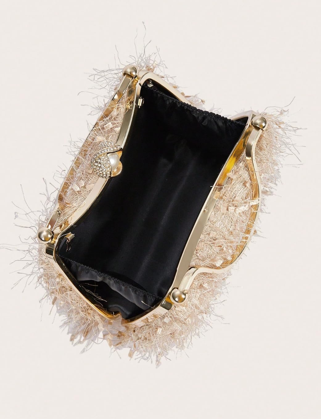 YYW Evening Handbag Cocktail Prom Fluffy Clutch Purse Vintage Feather Evening Shoulder Bag for Women Party