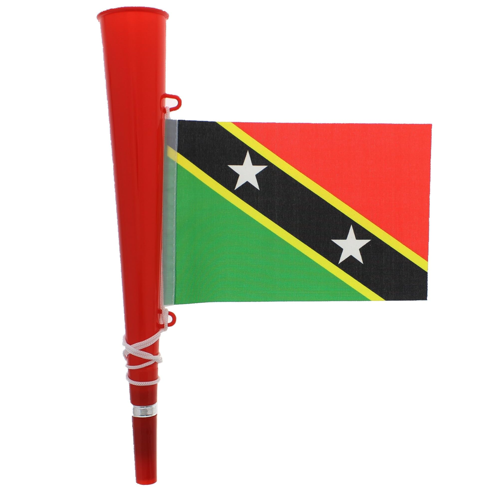 Zac's Alter Ego Unisex Red Woofer Horn With St. Kitts & Nevis Flag - Bright Loud Carnival Festival Party