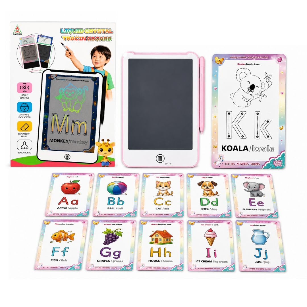 8.5-Inch LCD Tracing Board for Kids with 10 Double-Sided Learning Cards (20 Activities) | Reusable LCD Writing Tablet | Educational Drawing & Handwriting Practice Board | Digital Doodle Pad-image-9