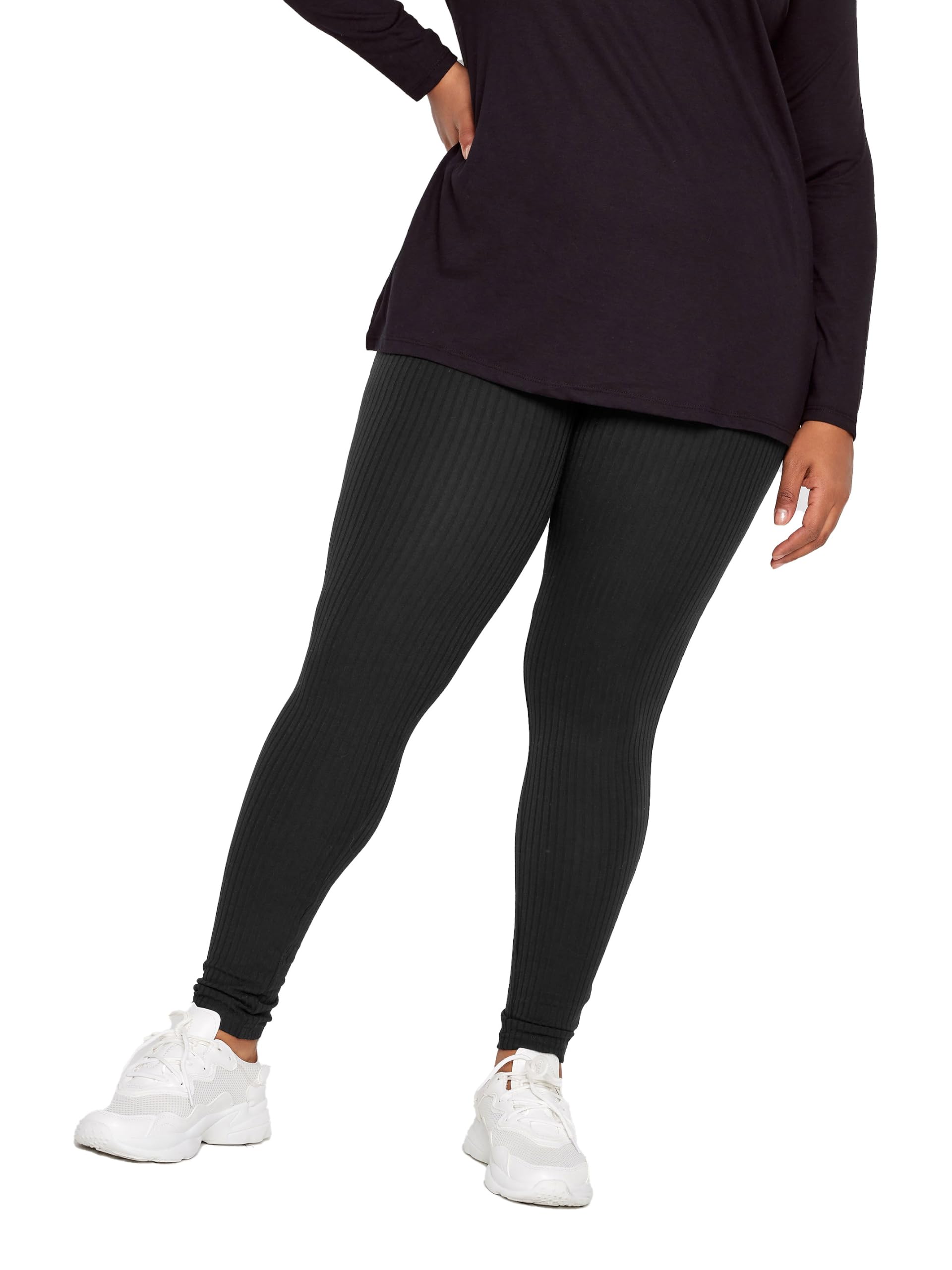 Yours - Women's Leggings - Ribbed - Size 30-32 - Black