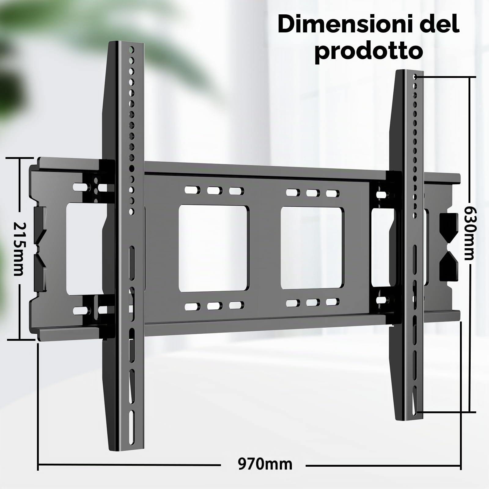 Supporto da parete per TV fisso da 50 a 120 pollici, resistente e curvo, max. VESA 900 x 600 mm, può contenere fino a 125 kg, ultra sottile e pesante, montaggio a parete 75 80 85 90 100"