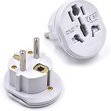 Universal Travel Adapter (Europe, UK, USA, Australia) to Europe EU to UK, AU, USA, CN Plug Adapter - Ideal for Connecting Your Electronic Devices (White)