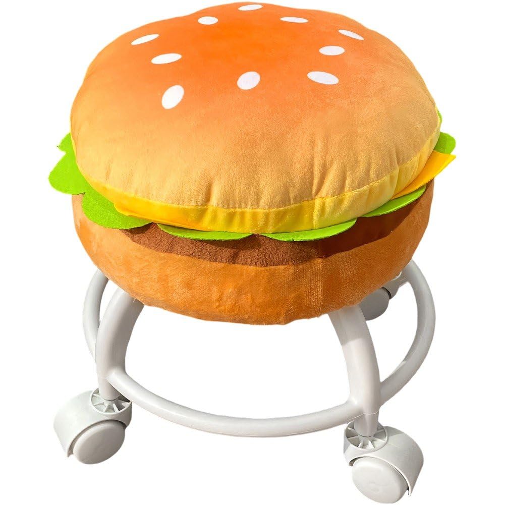 Fituenly Small Rolling Stool Movable Silent Pulley Low Round Stool with Caster Rolling Floor Stool Chair for Home