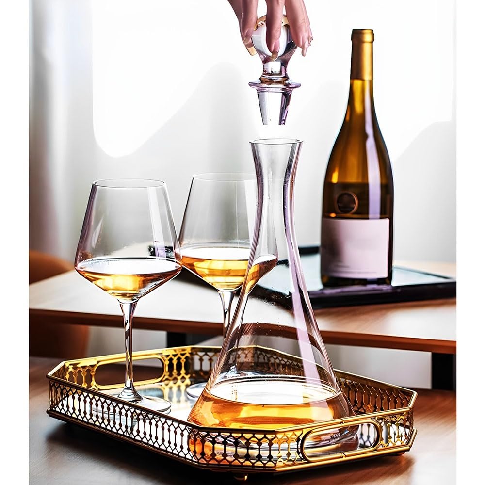 Decantador de vino cónico 1000 ml con tapón. Jarra vidrio transparente aireador, ideal for cenas en casa o for exhibir bares Regalo accesorio para amantes del vino