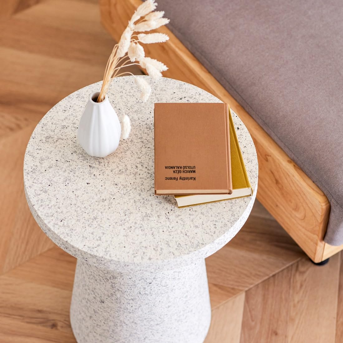 Amazon｜サイドテーブル テーブル 丸 円 テラゾー 石目柄 セメント