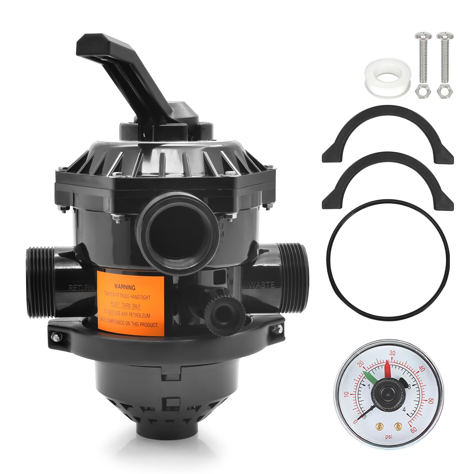 Válvula estilo abrazadera de 6 vías de 1-1/2 pulgadas, válvula de retrolavado multipuerto de montaje superior 262506, compatible con filtros de arena Pentair, Tagelus, Sand Dollar, Meteor Pool y Spa