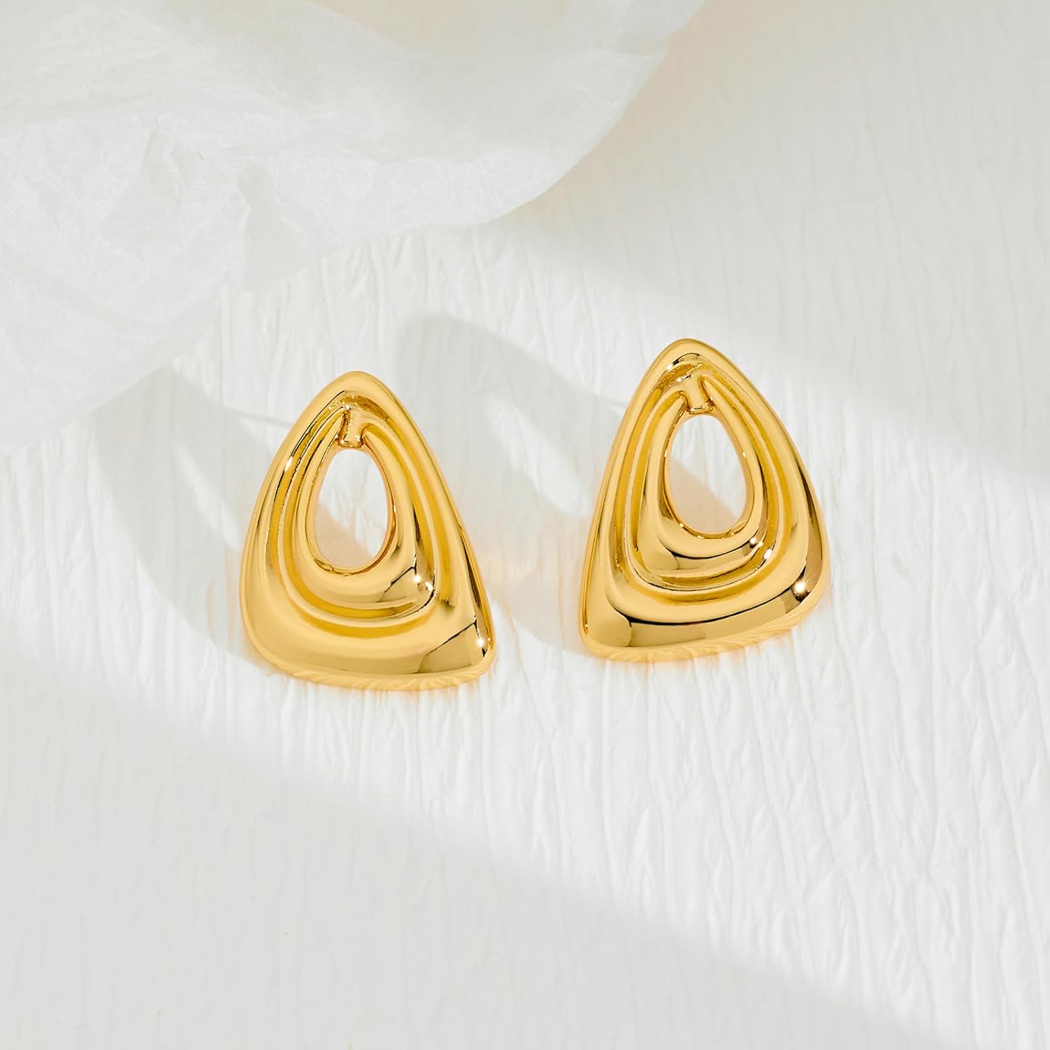 Gold Geometric Dangle Earrings Statement Earrings for Women Fashion Jewelry - Image 5