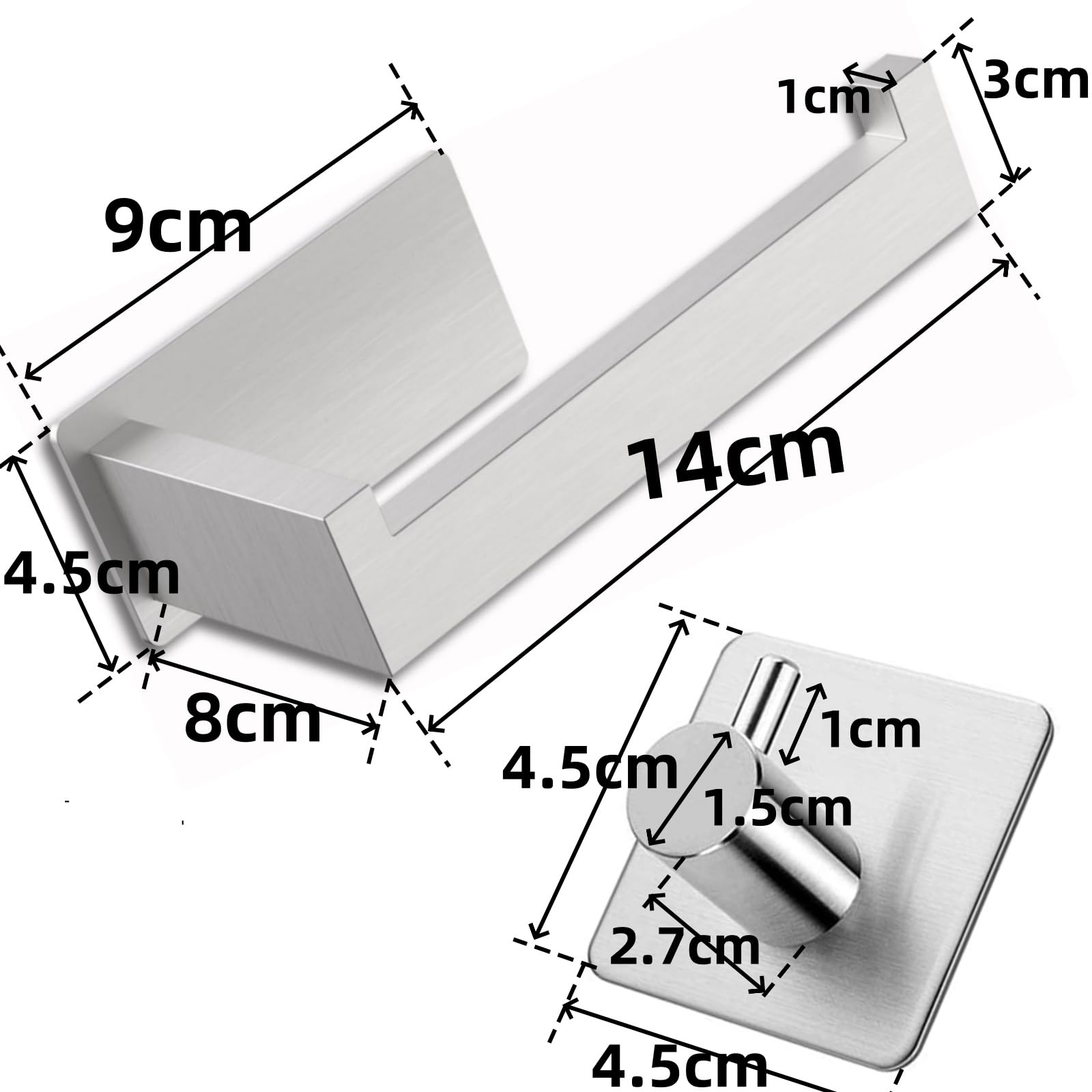 Porta Carta Igienica Senza Foratura - Con Ganci Autoadesivo In Acciaio - Foto 10