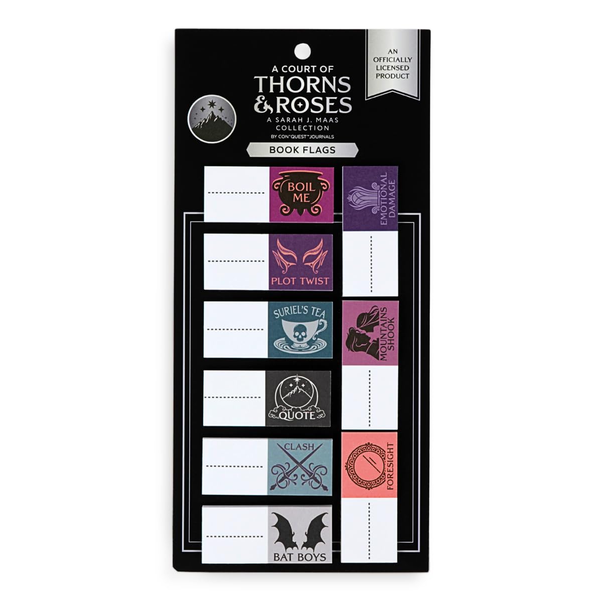 Conquest Journals A Court of Thorns and Roses Book Annotation Flags, 30 Sticky Bookmark Tabs, 9 Bookish Designs, Sarah J. Maas ACOTAR Collection, Gifts for Readers & Book Lovers, Officially Licensed