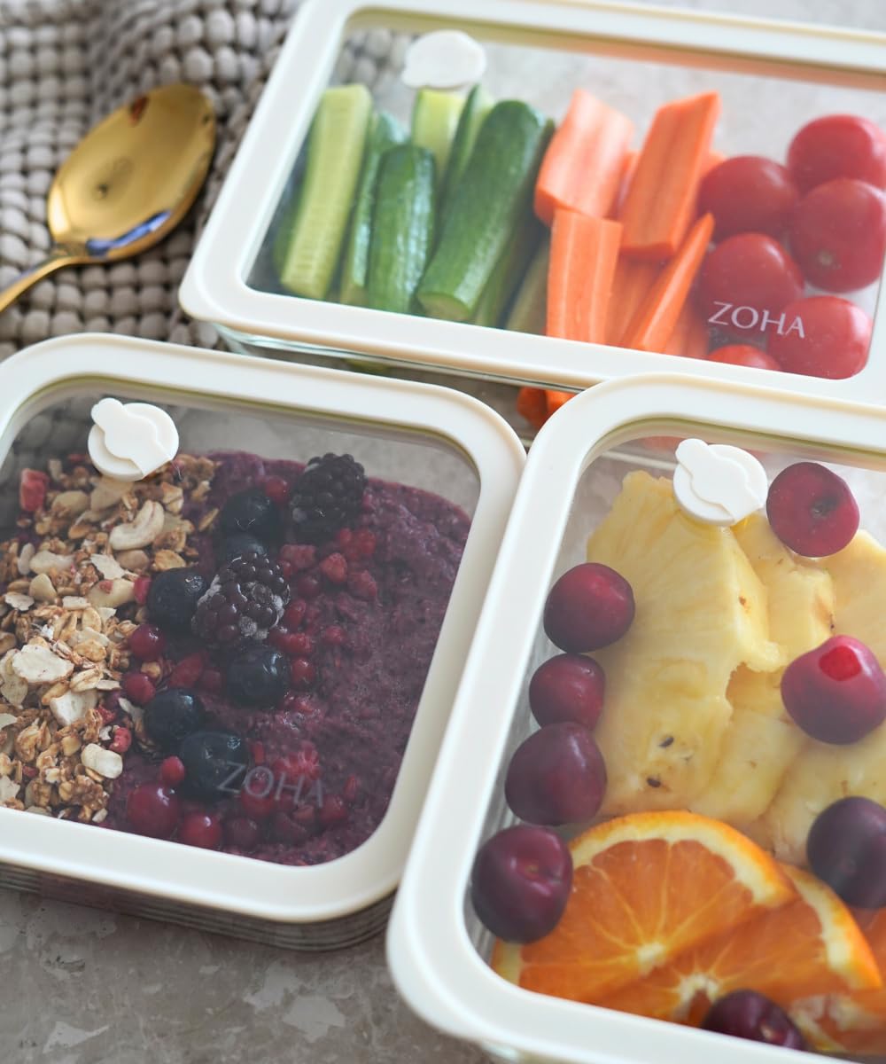 Zoha Frischhaltedosen Glas Set 3-teilig – Vorratsdosen Glas mit Deckel BPA-frei – luftdichtes Frischhaltedosen Set – mikrowellengeeignet & ofenfest – Glasbehälter für Meal Prep & Aufbewahrung