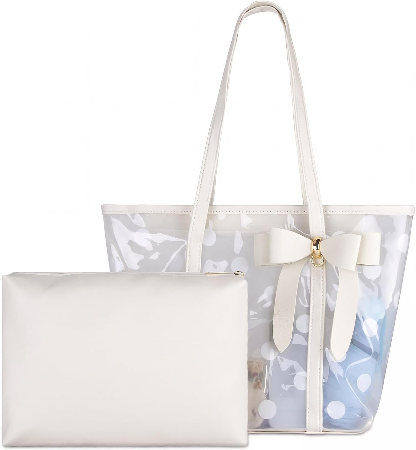 Women Waterproof PVC Clear Tote Bags Shoulder Handbag Beach Bag Shopping Work Bag