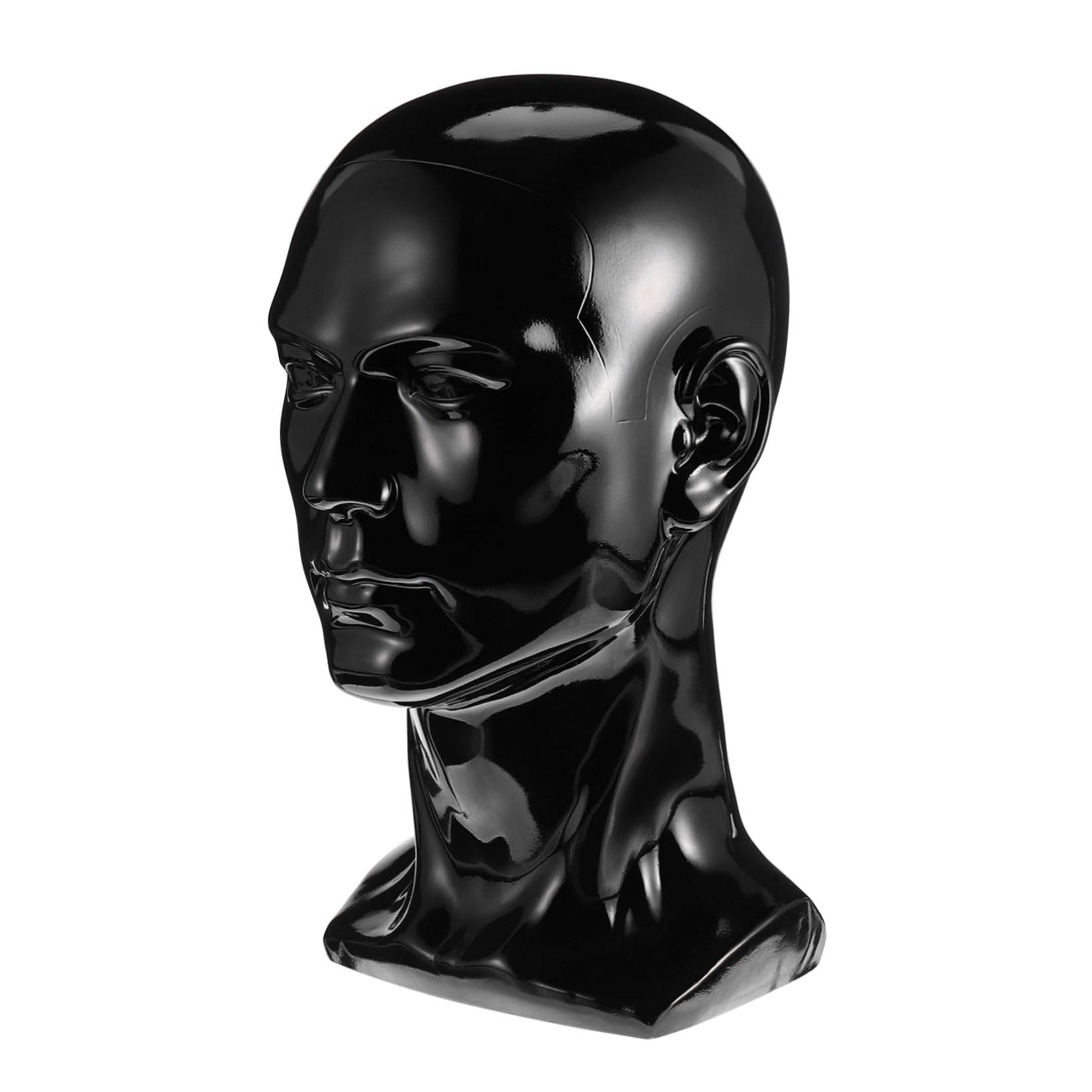 Healeved 1Pc Black PVC Wig Head Mannequin for Wig Making and Display Hairdresser Practice Head for Styling Hat and Jewelry Showcase