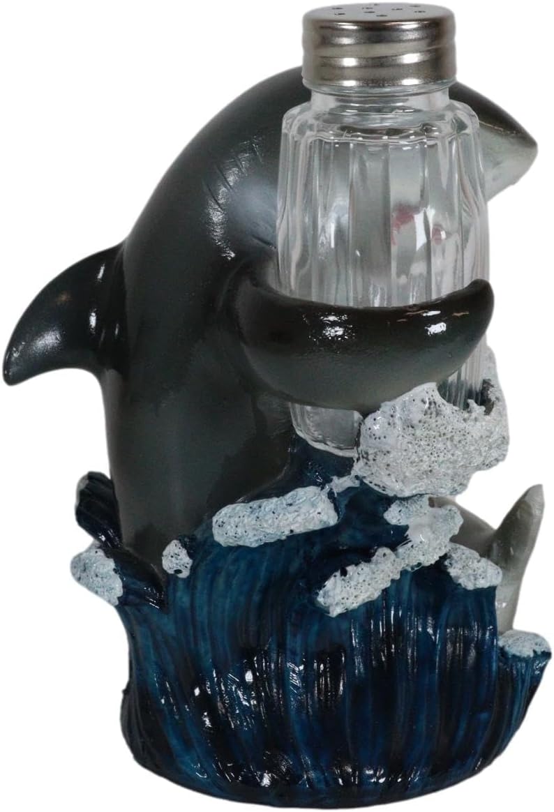 Ebros Gift Nautical Ocean Marine Great White Shark Hugging Salt And Pepper Shakers Holder Figurine Set Deep Sea Apex Predator As Dining Table Centerpiece Of Fish Sharks Jaws