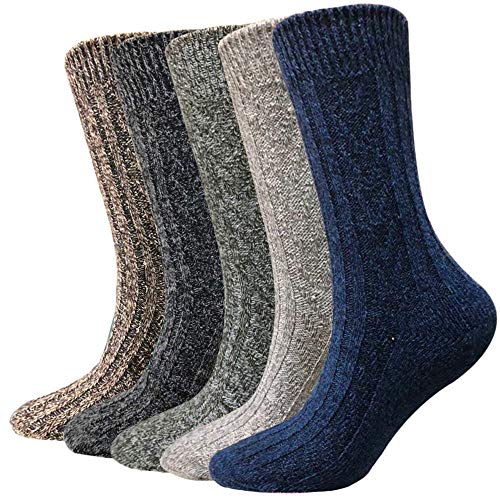 Wool Socks For Women Men 5 Pack-Winter Soft Thick Knit Warm Hiker Cozy
