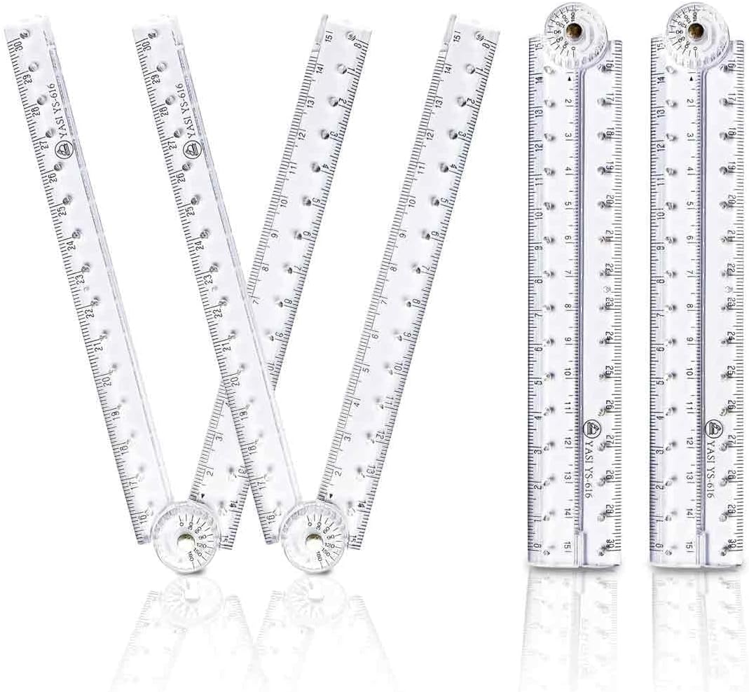 Foldable Ruler 30cm - 4 Pack Folding Rulers Portable and Durable Metric Measurements or School, Office, and Craft Projects