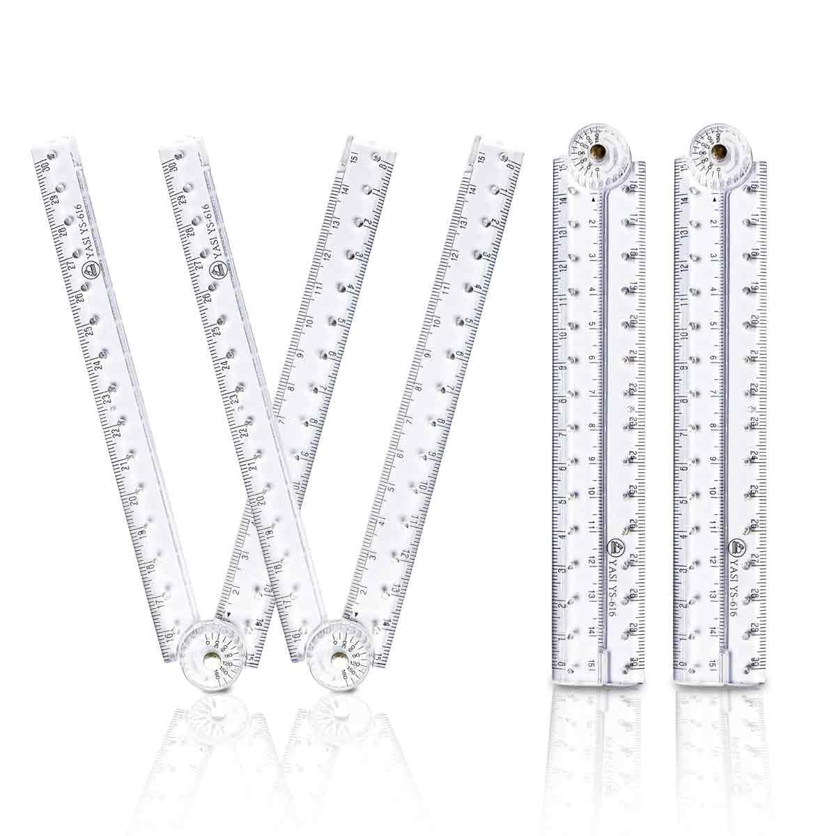Foldable Ruler 30cm - 4 Pack Folding Rulers Portable and Durable Metric Measurements or School, Office, and Craft Projects