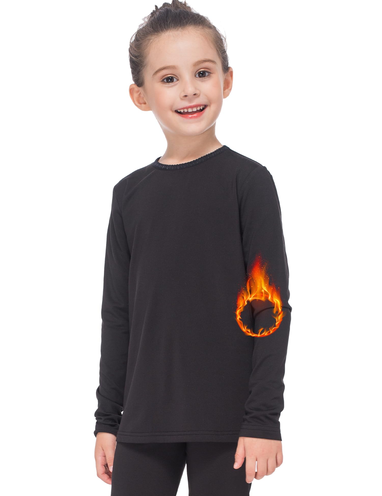 Subuteay Girls Thermal Top Long Sleeve Fleece Lined Base Layer
