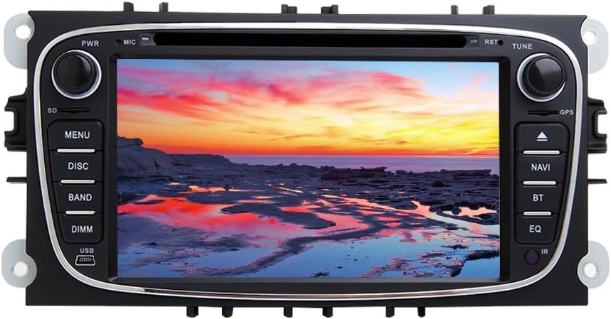 Android 7.1 Car Stereo 7" Autoradio 2 Din Head Unit RAM 2G GPS Navigation with DVD Player for Ford Focus (2007-2010), Mondeo, S-Max, C-Max, Galaxy (Black) (Autoradio)