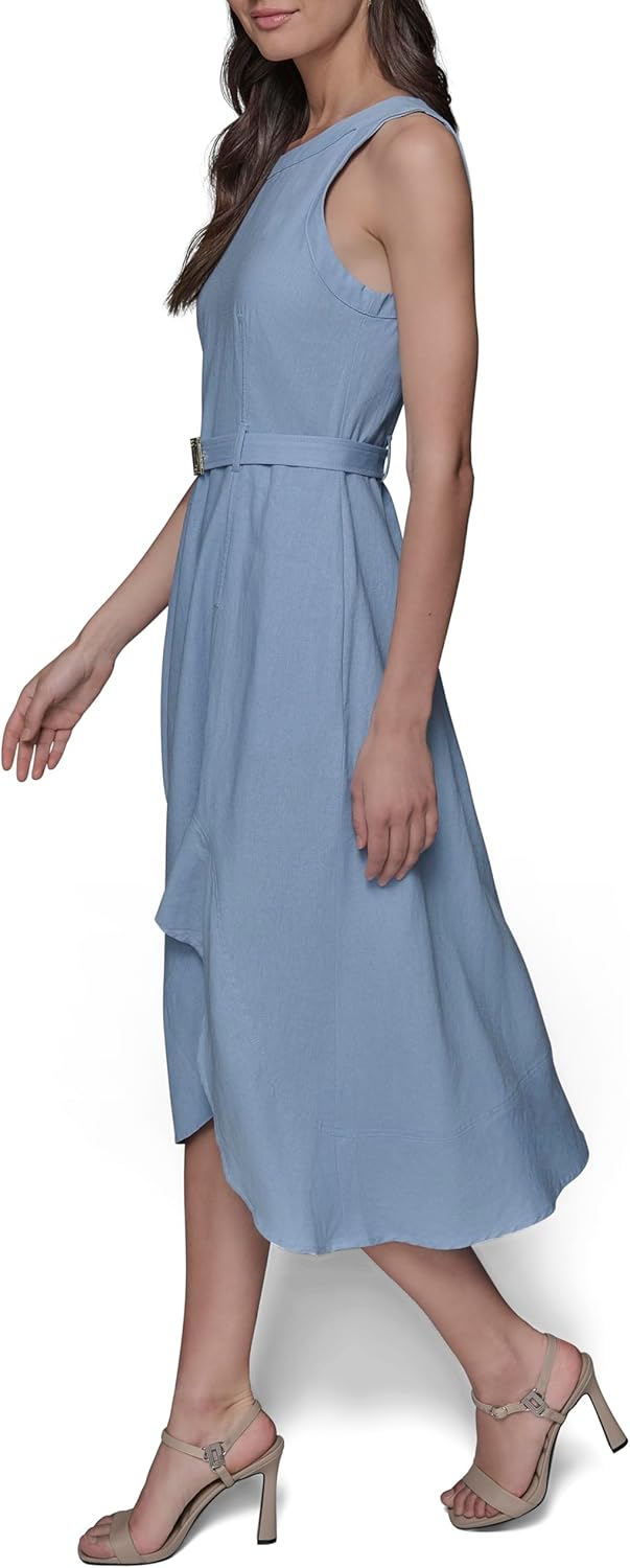 Karl Lagerfeld Womens Light Scoop Neck Sleeveless Midi Dress - Image 3