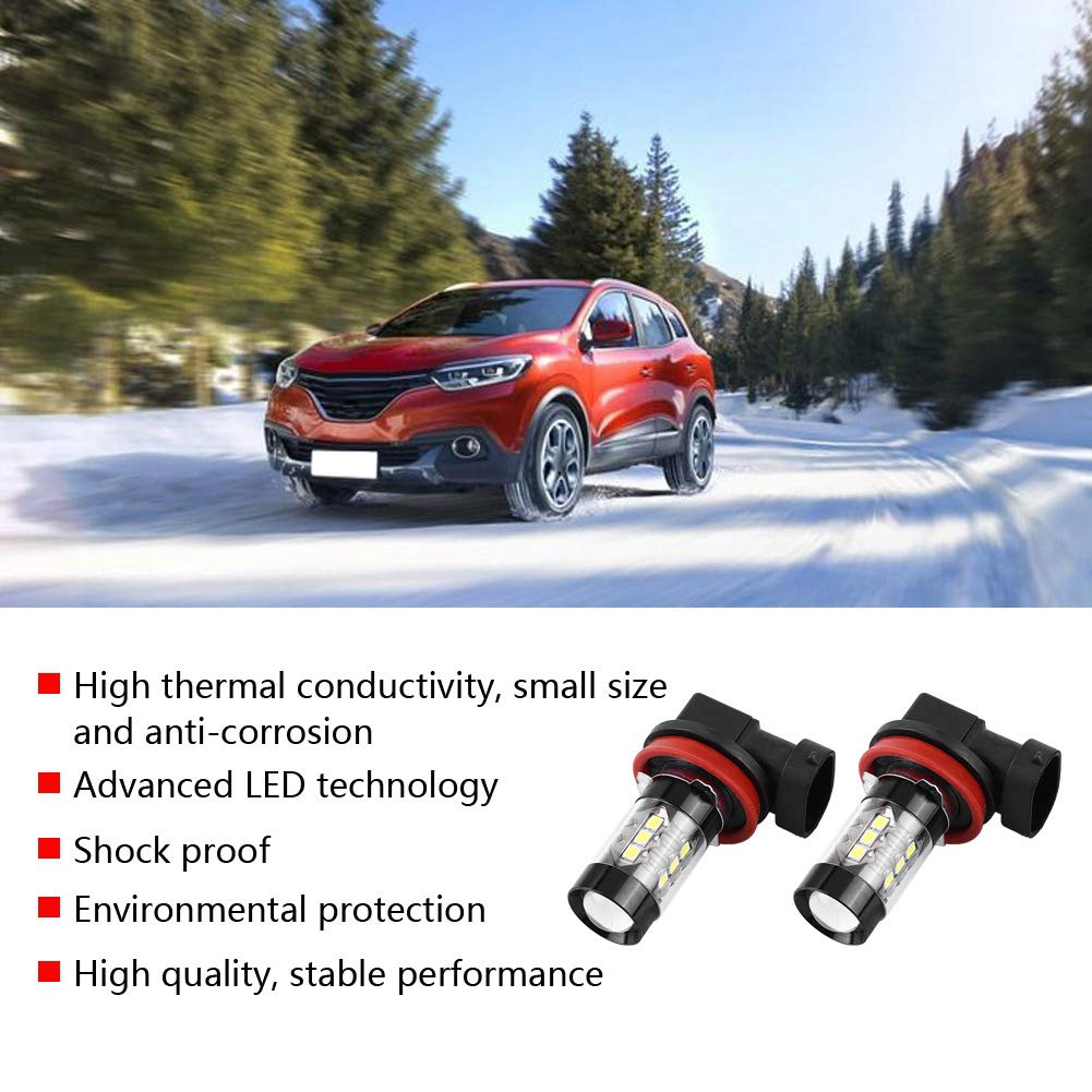 Lampadine fendinebbia per auto, 2 pezzi H11 H8 12V-24V 80W Lampadine fendinebbia a LED ad alta potenza per auto luminose diurne