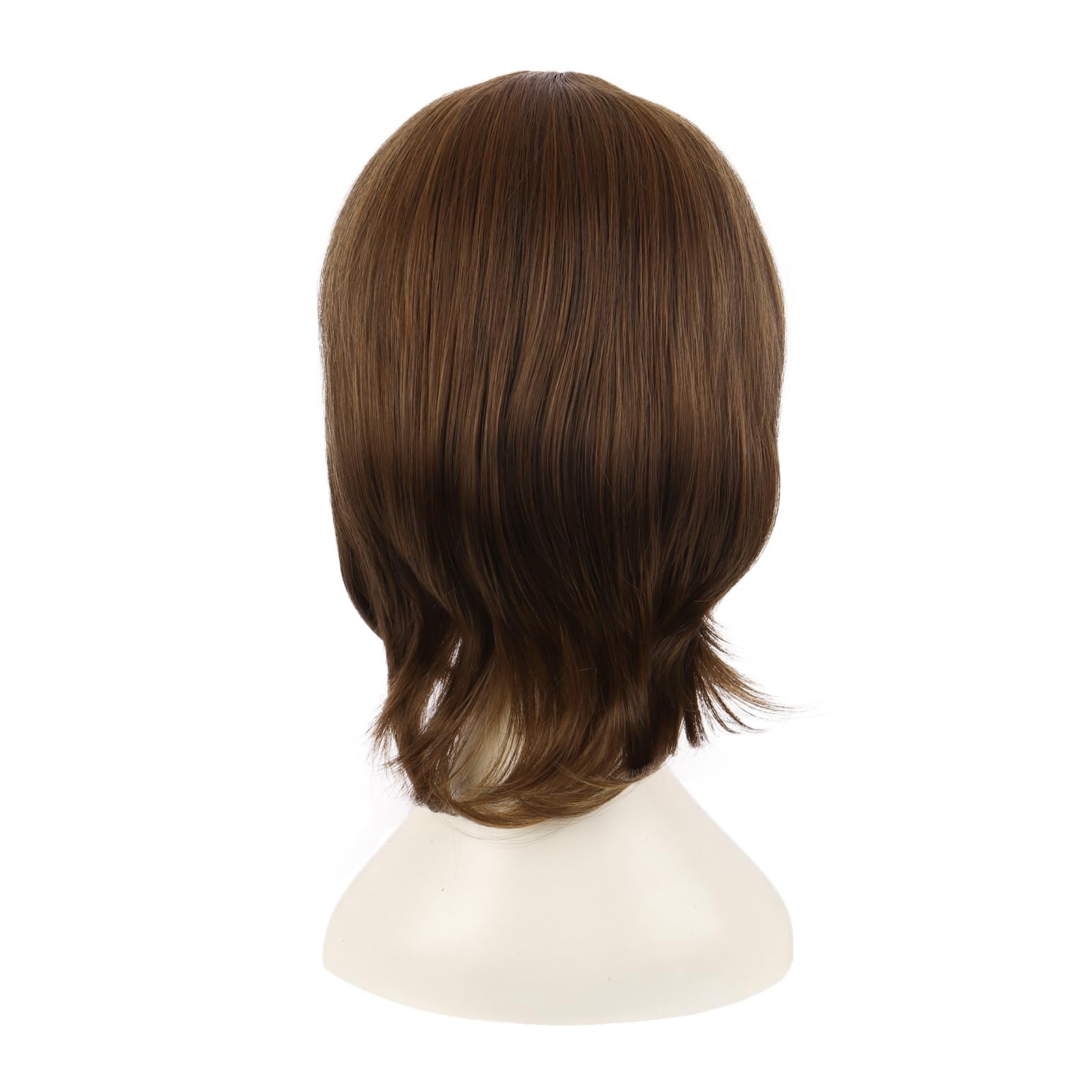 MapofBeauty 16 Inch/40 cm Short Side Bangs Synthetic Fiber Cosplay Layered Wig (Brown) - Image 4