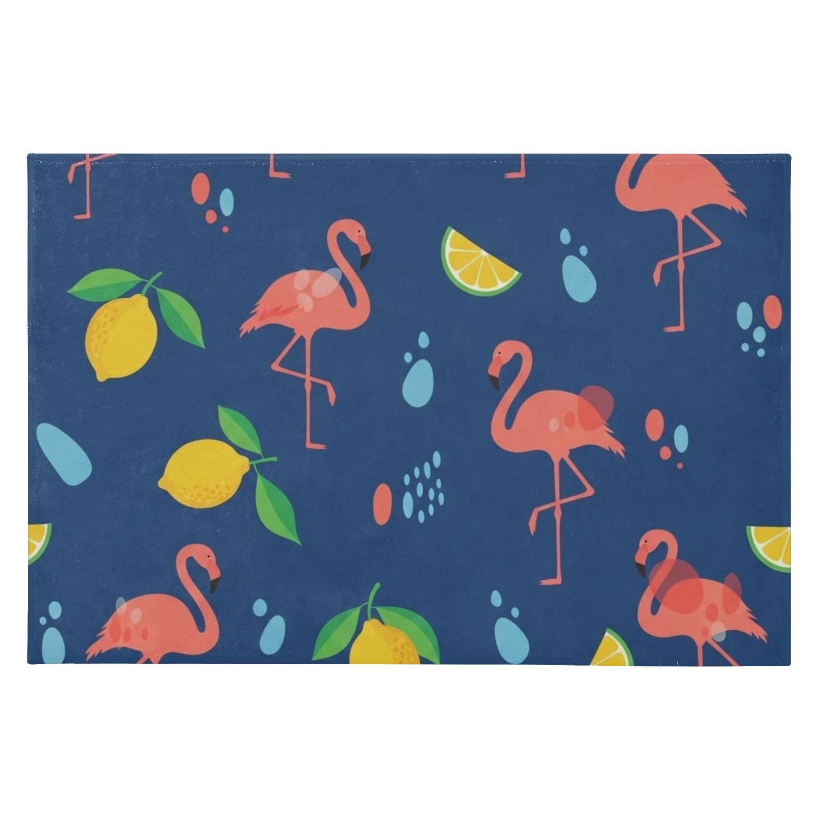 GuoChe Dywaniki 61 x 91 cm, można prać w pralce, antypoślizgowy dywanik kuchenny do salonu, sypialni, jadalni, flaming, cytrynowy wzór