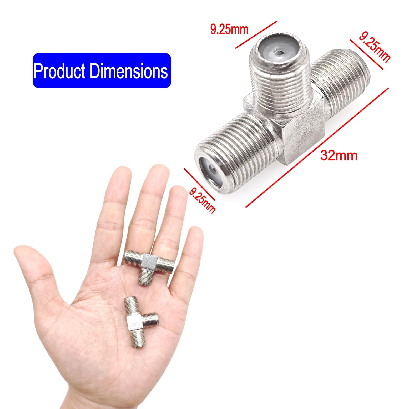 JZK 2x connecteurs répartiteurs en T type F à 3 voies adaptateur répartiteur coaxial TV satellite F femelle vers double femelle, combinateur d'antenne TV 75 ohms pour câble, modem, récepteur satellite