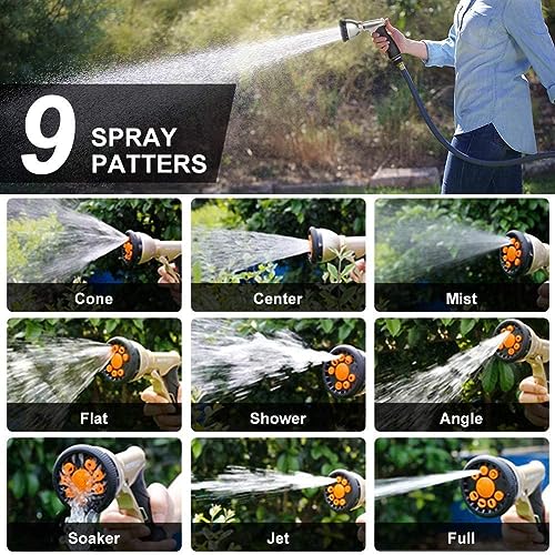 Hose Nozzles 9 Adjustable Patterns Hose Spray Nozzle Heavy Duty Metal Hose Nozzle Spray Slip Resistant Water Sprayer for Cleaning/Watering Lawn Garden/Pets Shower/Car Washing - Thumbnail 7