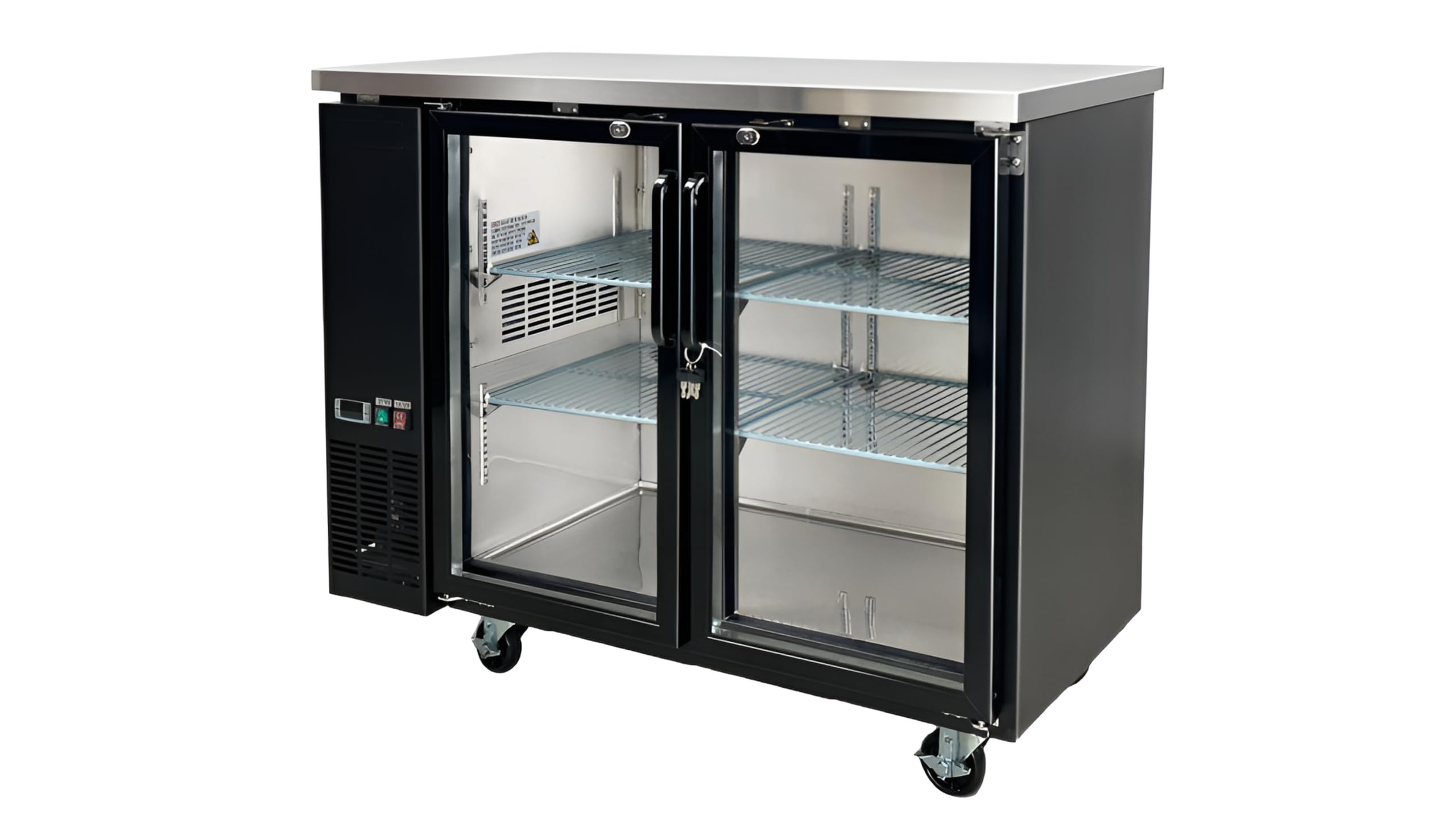 Elite Kitchen Supply Commercial Beer Back Bar Cooler Refrigerator, ETL NSF 2 Glass Door Bottle Display Fridge Cooler Merchandiser, 48