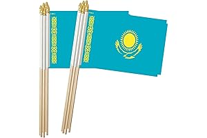 Kazakhstan Stick Flag, Kazakh Small Mini Hand Held Flags, Small Kazakhstan Flag...
