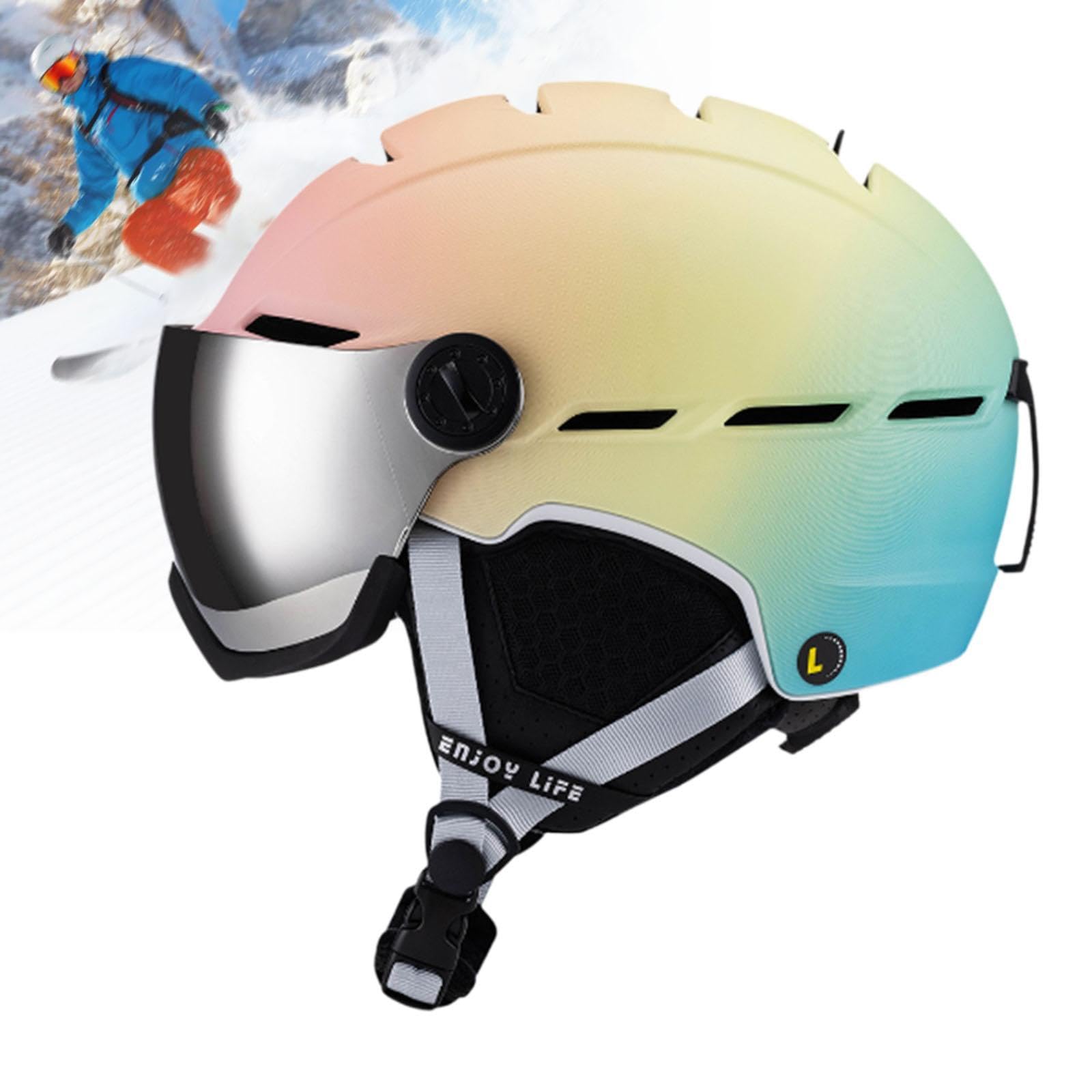 Casco de Esquí con Protección para Snowboard Patinaje Ciclismo Ajustable Y Diseño Integrado de Gafas Fabricado en PC Adecuado para Adultos