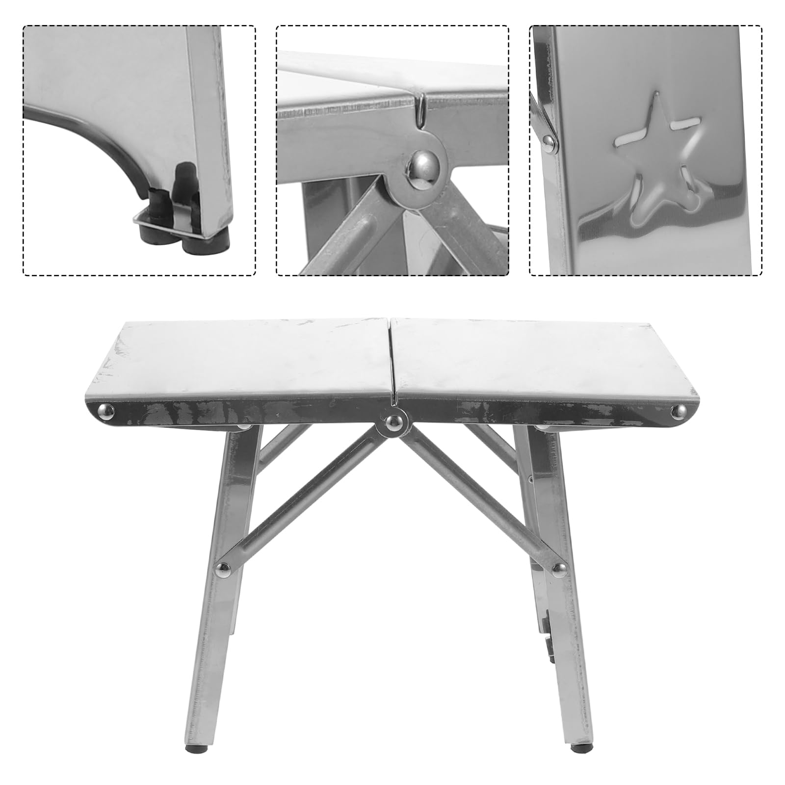 Alipis Tabouret Pliant en Acier Inoxydable Robuste, Support 100 Kg, Pliable et Portable, Léger et Compact, pour Camping, Randonnée, Pêche et Jardinage en Extérieur