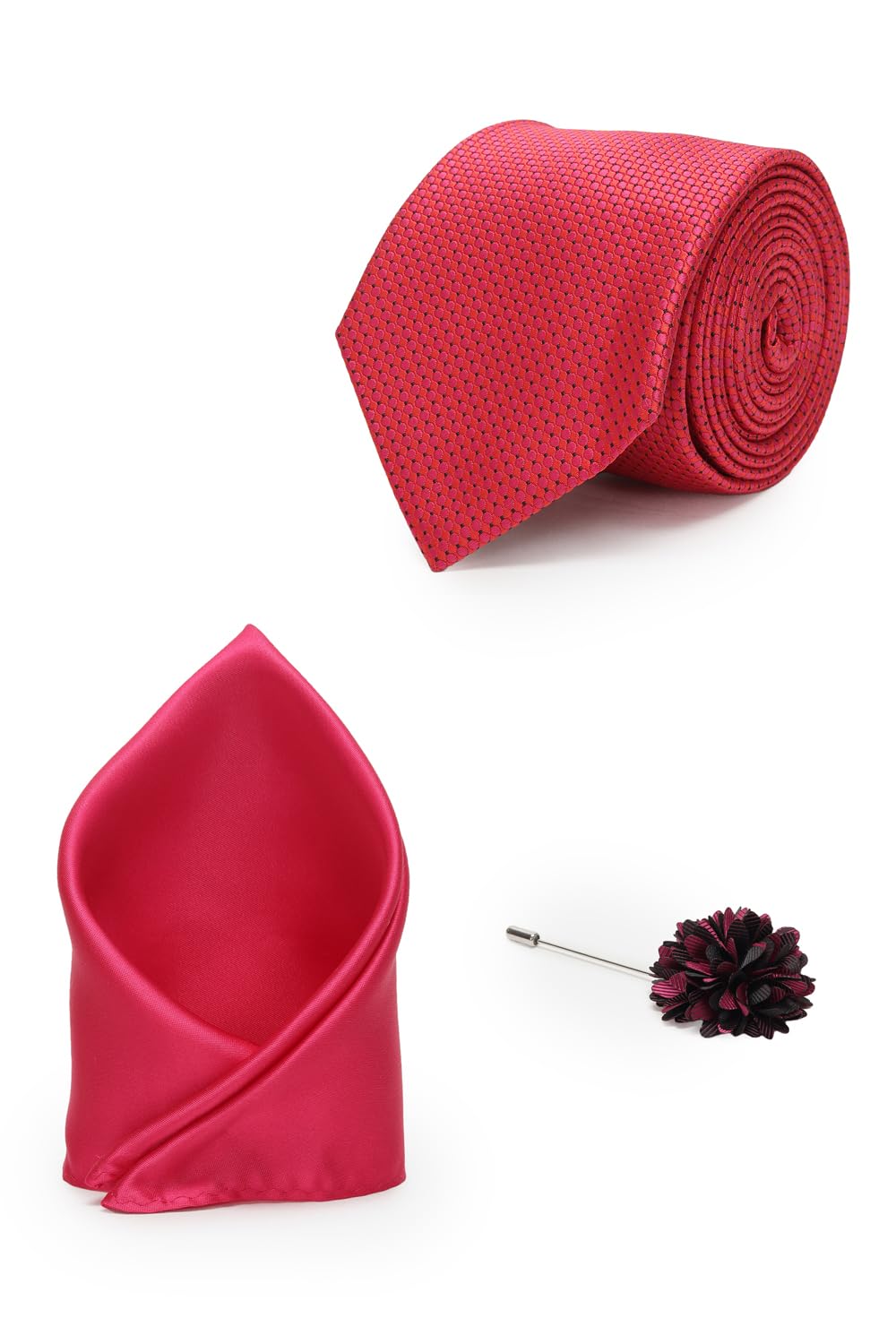 van heusen Men Red Party Tie Pocket Square And Lapel Pin-picture-25