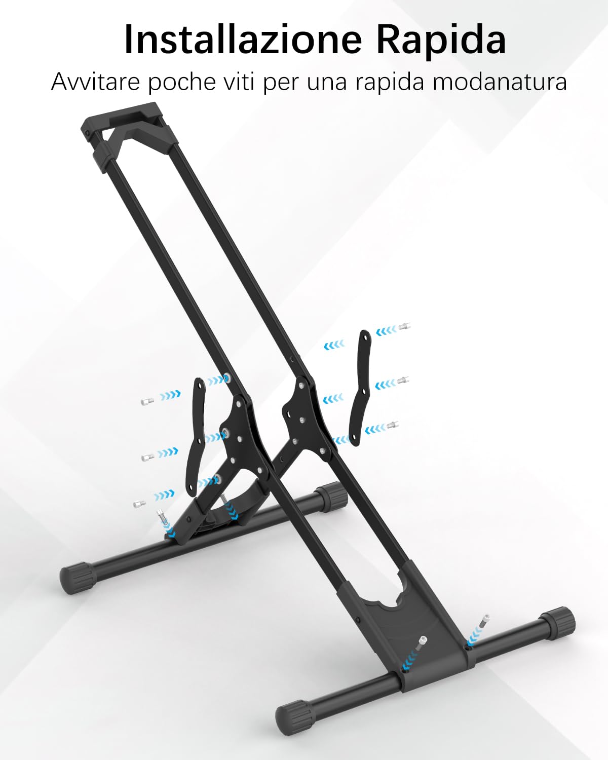 Cavalletto Bici, Porta Bici Da Terra Acciaio Supporto Bici 20“-29” Ripiegabile per Pneumatici Anteriori, per Garage/Casa