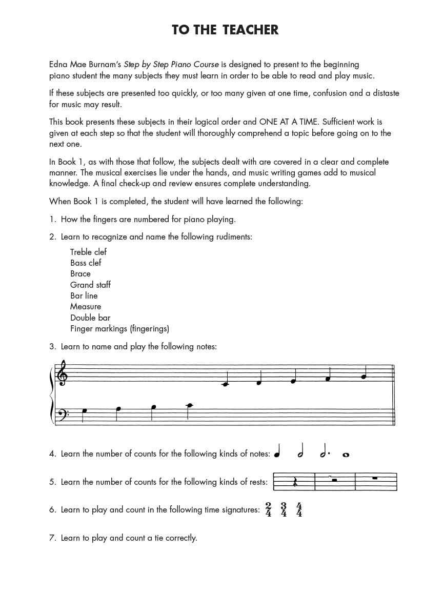 Step by Step Piano Course - Book 1: Sheet Music: 01
