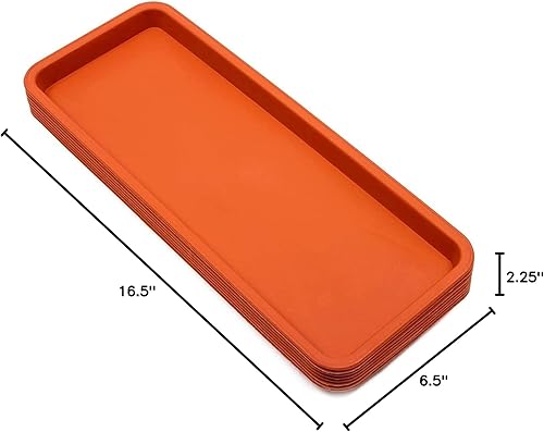 Miniatura 8 de Paquete de 8 bandejas de plástico grandes para riego de plantas, bandejas rectangulares para interiores, exteriores, suministros de jardín (rojo