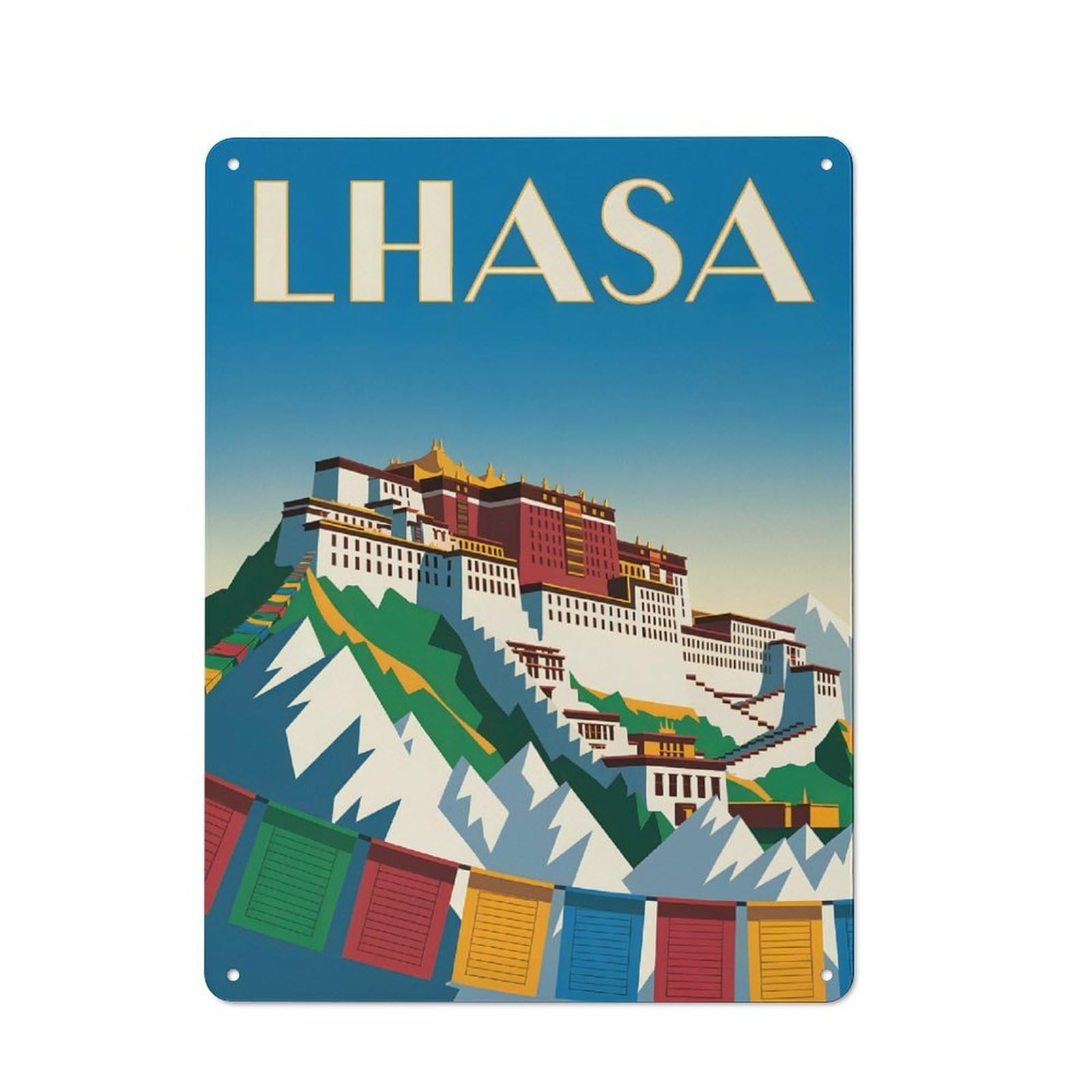 Junmoney Style-22 Retro-Style Tin Sign 40X30cm Featuring Lhasa Travel (2) For Hallway Wall, For Garage, Workshop And Man Cave Decoration