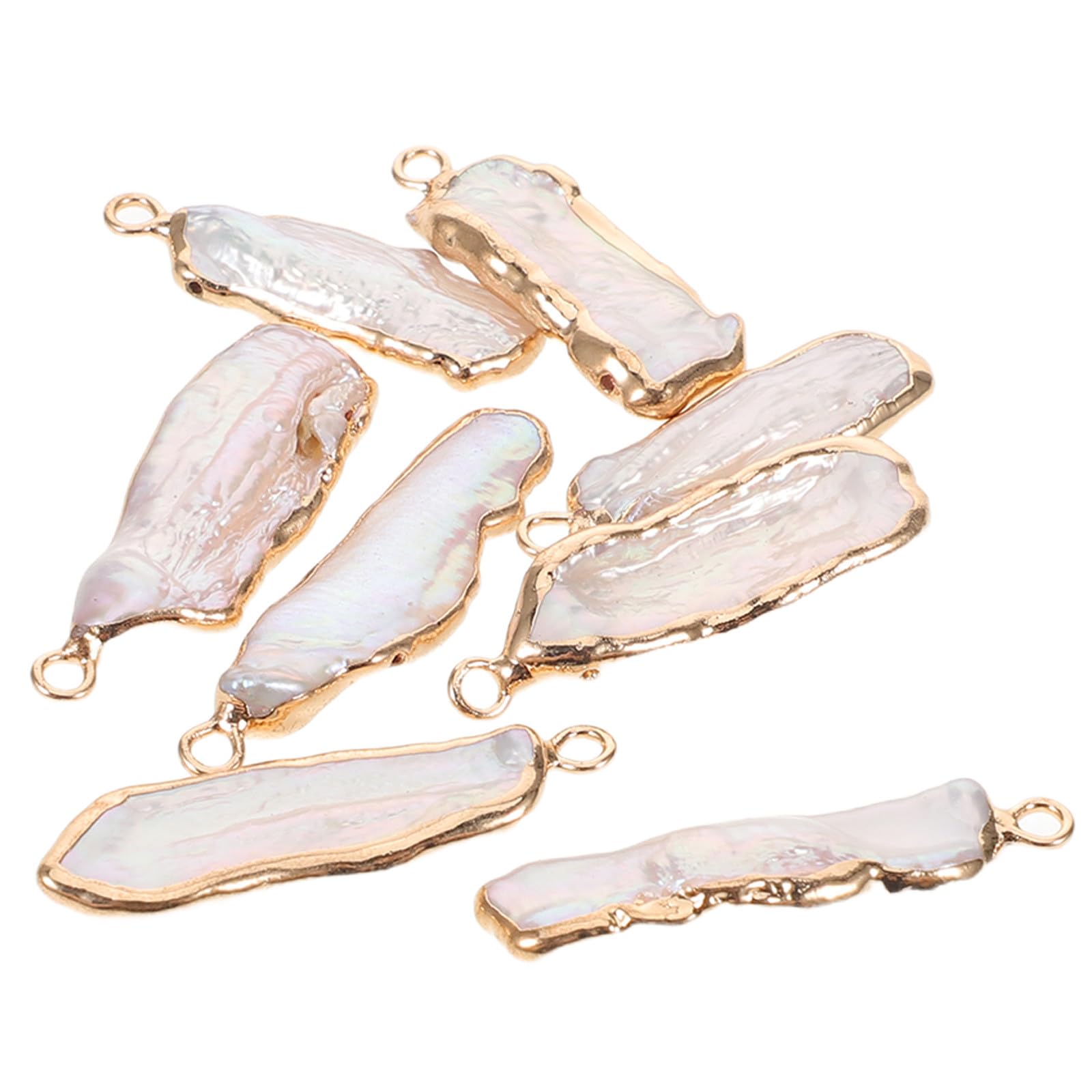 8pezzi Ciondoli di Perle Barocche Naturali D’acqua Forma Irregolare con Dorato Accessori per Collane e Creazione di Gioielli Fai da Te