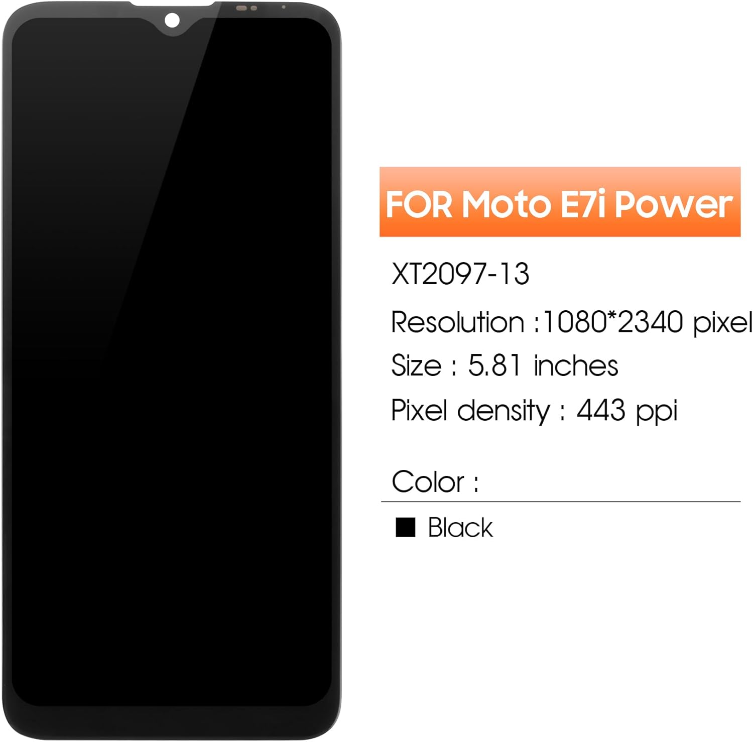 Screen for Motorola Moto E7 Power Screen Replacement for Moto E7i Power LCD Screen XT2097-6,XT2097-7,XT2097-13 Touch Display Digitizer Assembly Repair Parts(Black)