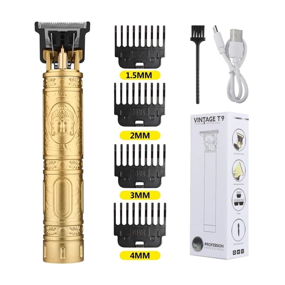 Rasoirs T9 Original Coiffeur Set Tondeuse Rasoir Électrique Homme Lence Professionnel Rasoir Coupe de Cheveux (Bouddha Doré)