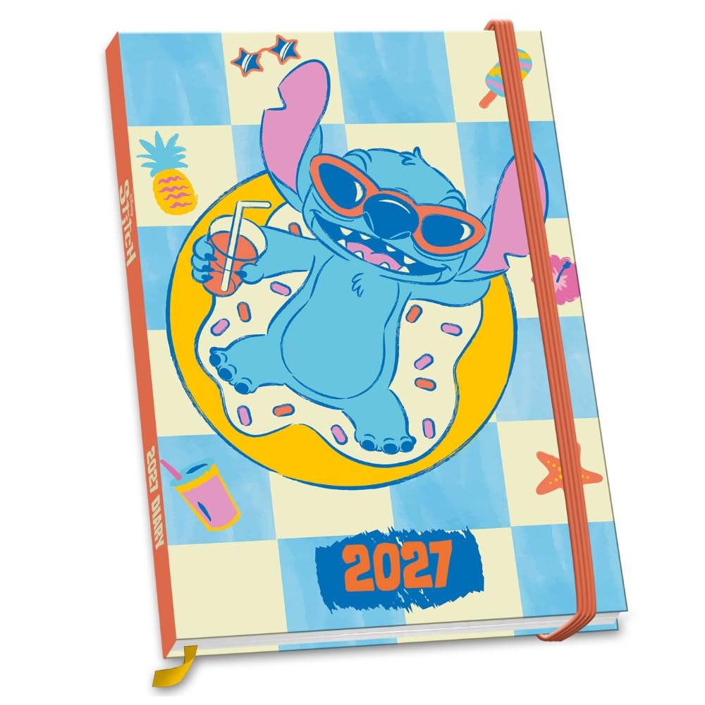 Stitch 2027 A5 Diary Official Licensed Disney Diary, Week-to-View Layout, A5 Format, Cute & Colourful Stitch Artwork, Daily Planner for Disney Fans
